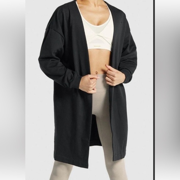 NWOT Gymshark X Whitney Simmons Oversized Black Robe/ Cardigan. Size Small - Picture 1 of 11